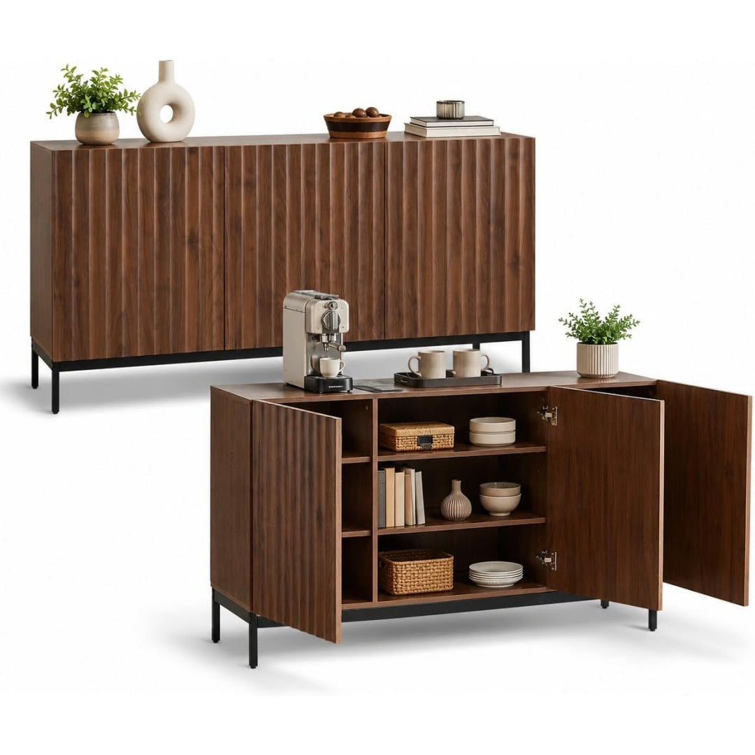 Sideboard verbindet strukturierte Fronten und 3 Tueren