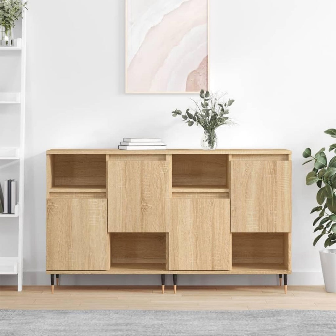 Das Sideboard misst 120 x 35 x 70 cm in Eichenbraun