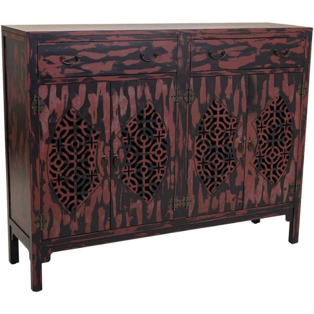 Schubladen praegen das Sideboard in Dunkelbraun und Dunkelrot
