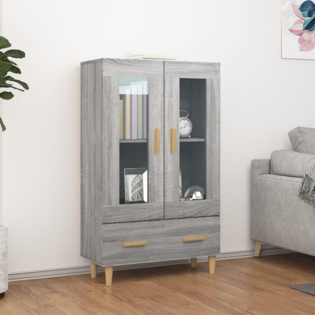 Hochschrank mit den Massen 70 x 31 x 115 cm in Eichenbraun und Grau