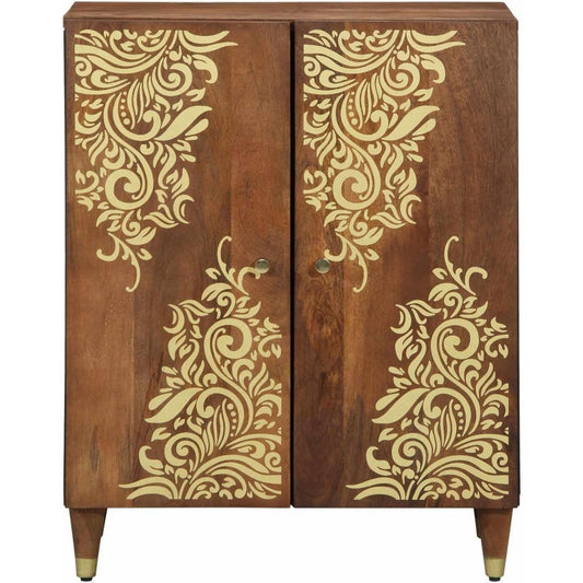 Sideboard aus Massivholz und Mangoholz in Naturbraun mit den Massen 60 x 33 x 75 cm