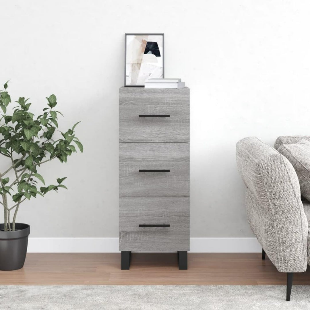 Sideboard mit den Massen 34.5 x 34 x 90 cm in Eichenbraun und Grau