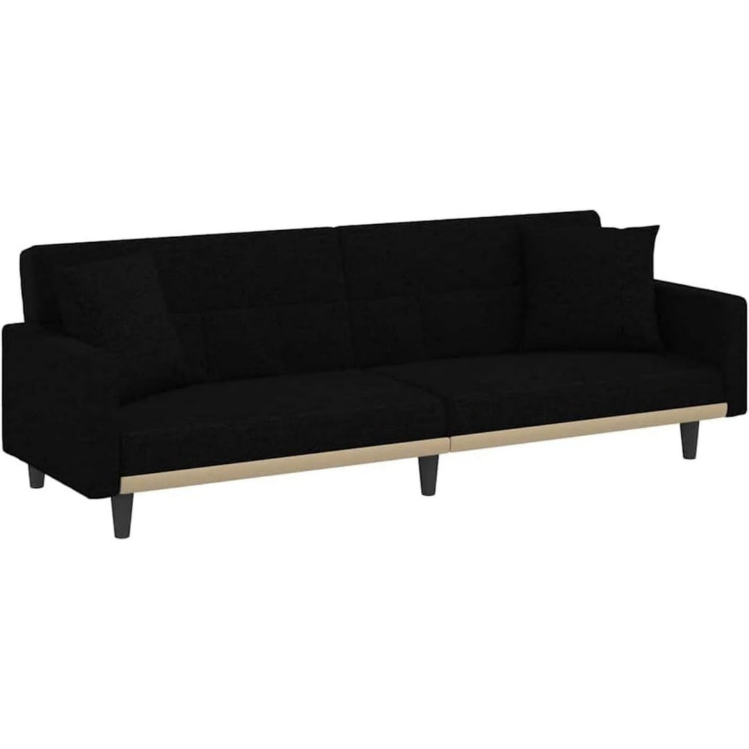 Sofa in Schwarz mit einer verstellbaren Rueckenlehne