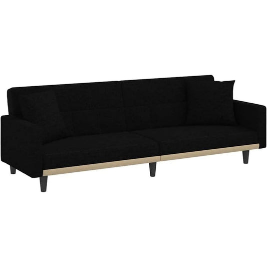Sofa in Schwarz mit einer verstellbaren Rueckenlehne