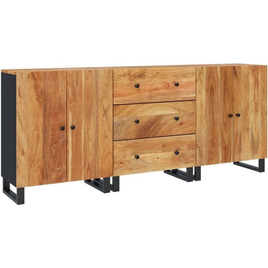 Die Gestaltung von dem Sideboard wird durch Massivholz und Akazienholz gepraegt in Naturbraun