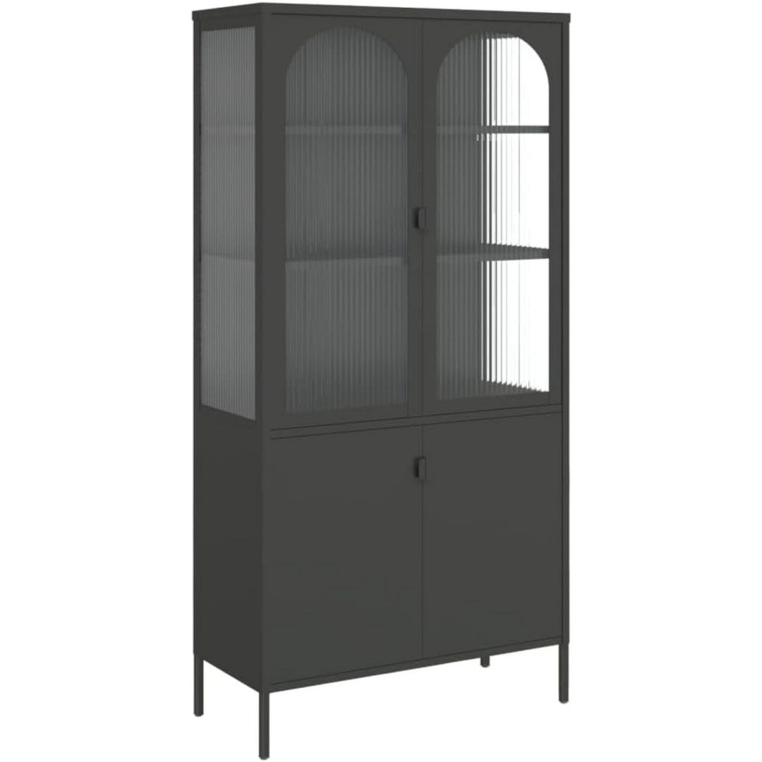 Hochschrank aus Metall und Glas in Schwarz