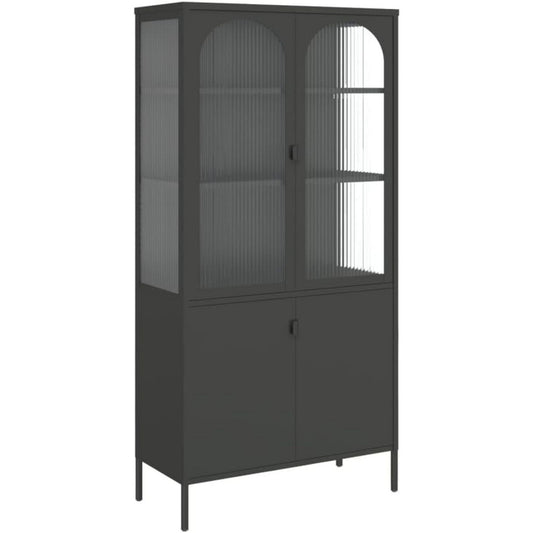 Hochschrank aus Metall und Glas in Schwarz
