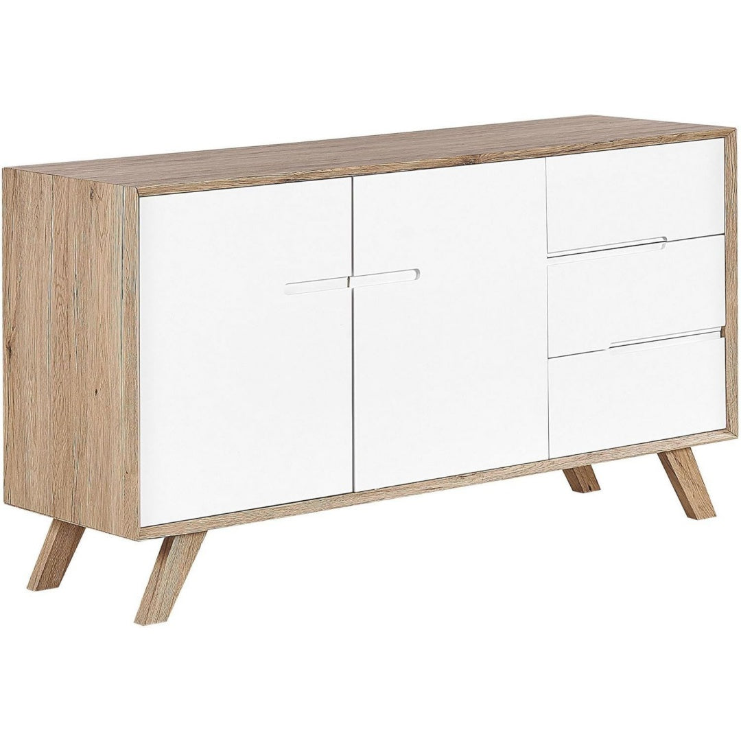 Sideboard mit 2 Tueren, 3 Schubladen und Holzoptik