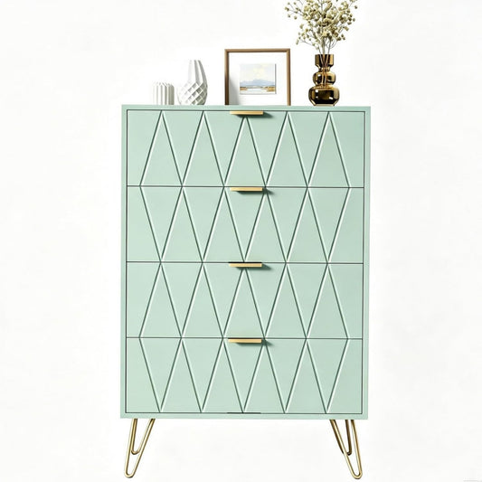 Sideboard mit 4 Schubladen, einem Metallgestell und Schubladen