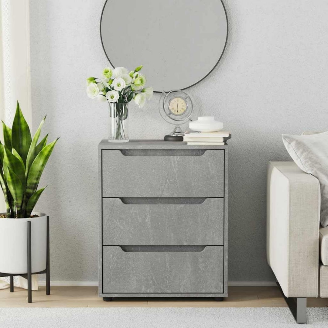 Sideboard aus Samt und Holzwerkstoff mit 3 Schubladen