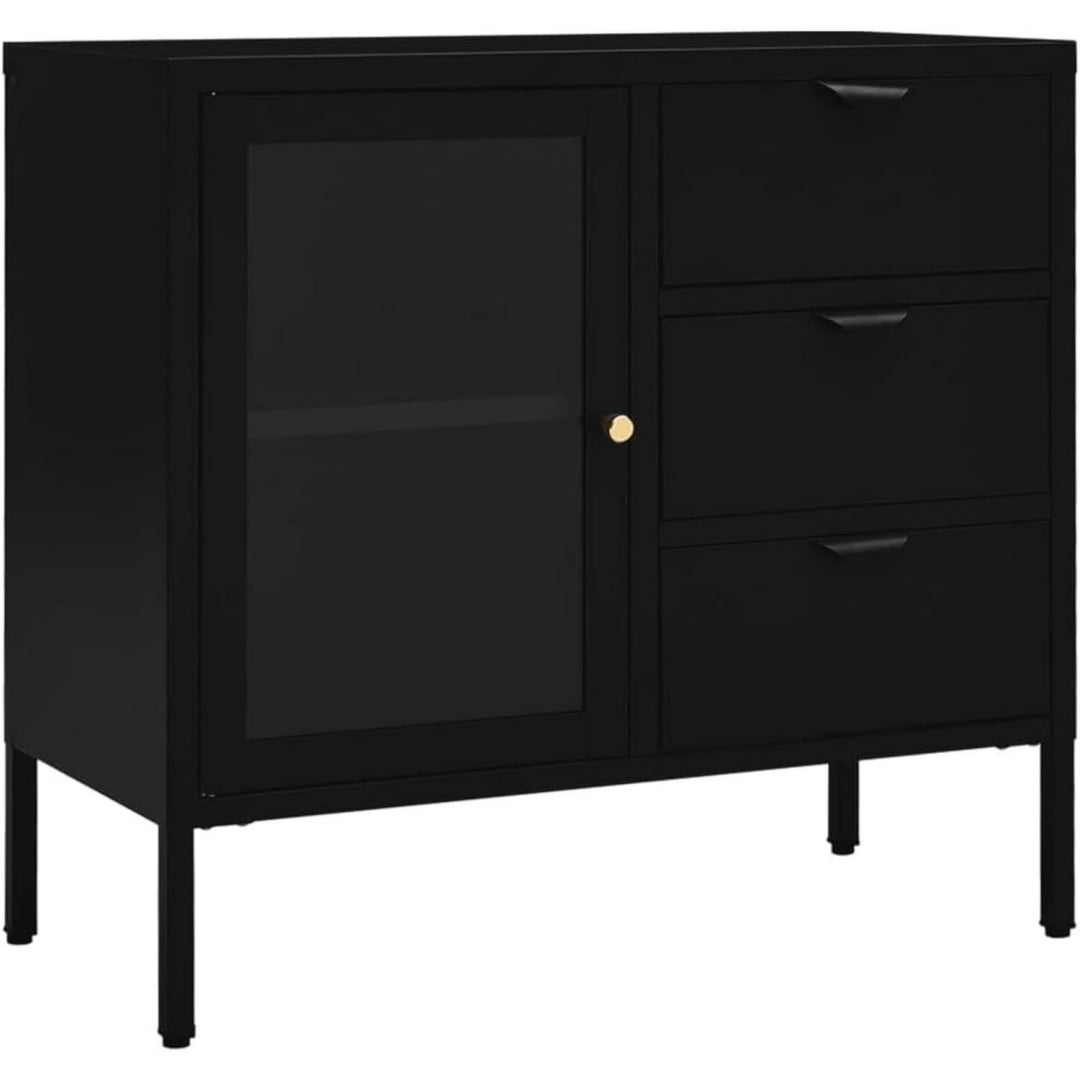 Sideboard aus Metall und Glas in Schwarz
